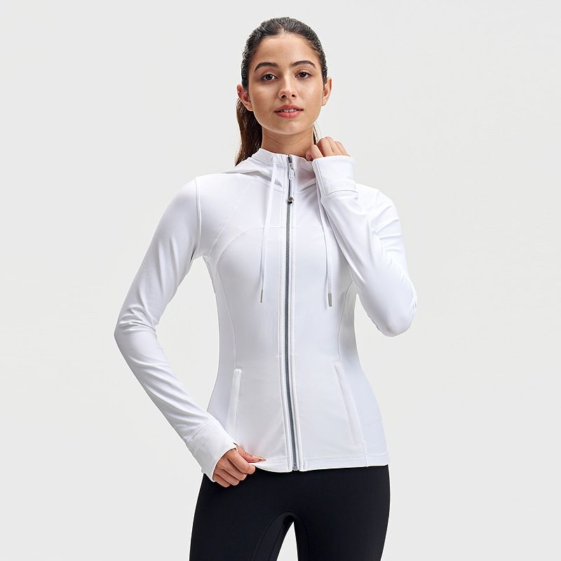 

Lu Same Yoga Clothes for Women 2025 New Hooded Slim-Fit Zipper Tops Quick-Drying Outdoor Workout Clothes Sports Jacket White 10/XL