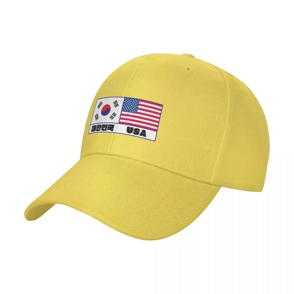 South Korea Flag USA Flag Baseball Cap Sunhat Golf Wear Unisexs Luxury Womens