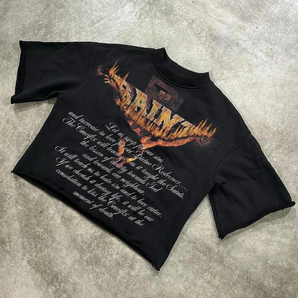 Y2K Vintage Clothing Retro Classic Graphic Printed Loose Short Sleeve Harajuku Gothic Casual Oversized Cotton T Shirt Men Women