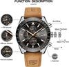 BY BENYAR Chronograph Analog 30M Wasserdicht Lederarmband Quarz Geschenk für Erhältlich in und Schwarz Herrenuhr, Widerstandsfähig, Schlicht, Stilvoll, Beliebt, Formell,