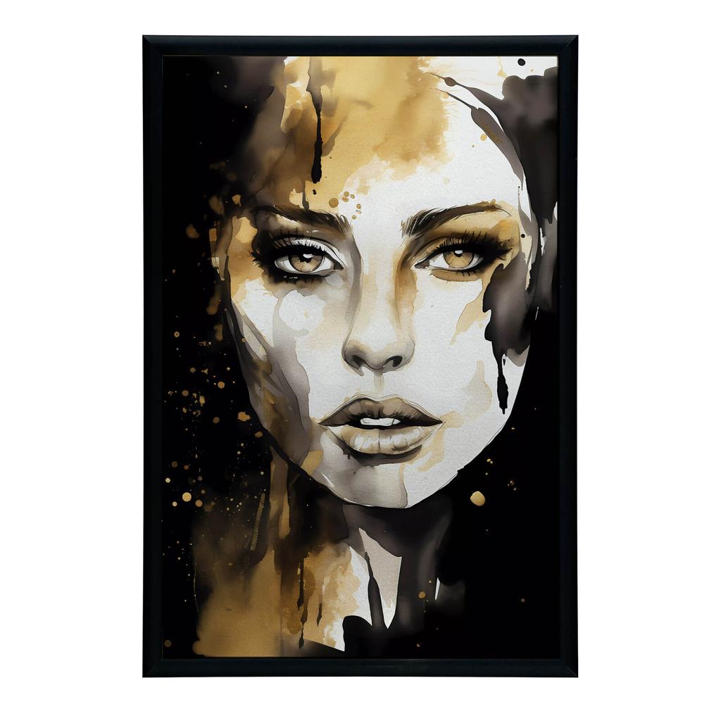 Portret Kobiety - Czerń I Złoto Portret Kobiety - Czerń I Złoto, 50X70 Cm, Bez Ramy, Płótno Premium Na Blejtramie