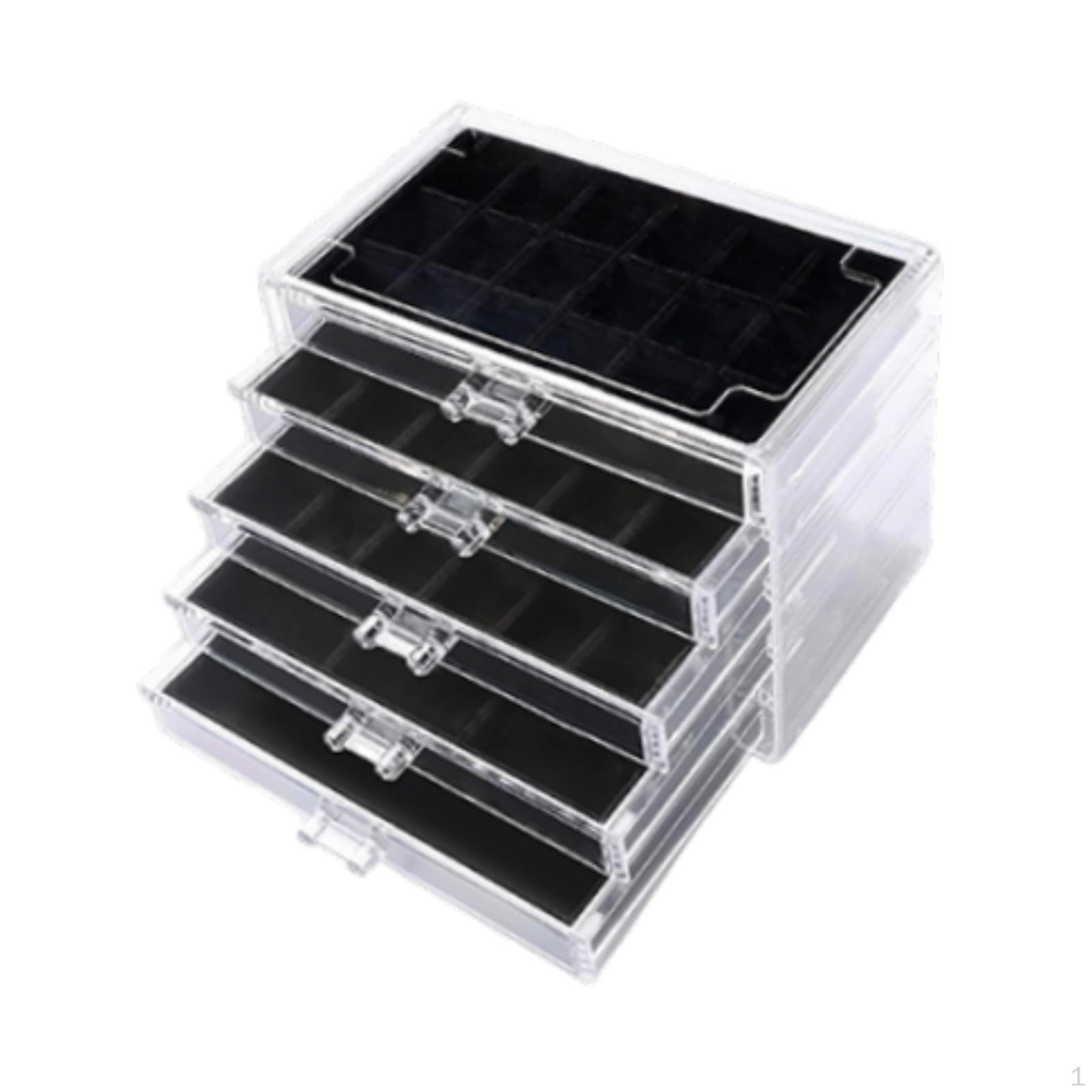 

5-слойный органайзер для ювелирных изделий, настольный пылезащитный элегантный акриловый контейнер-держатель для колец чёрный