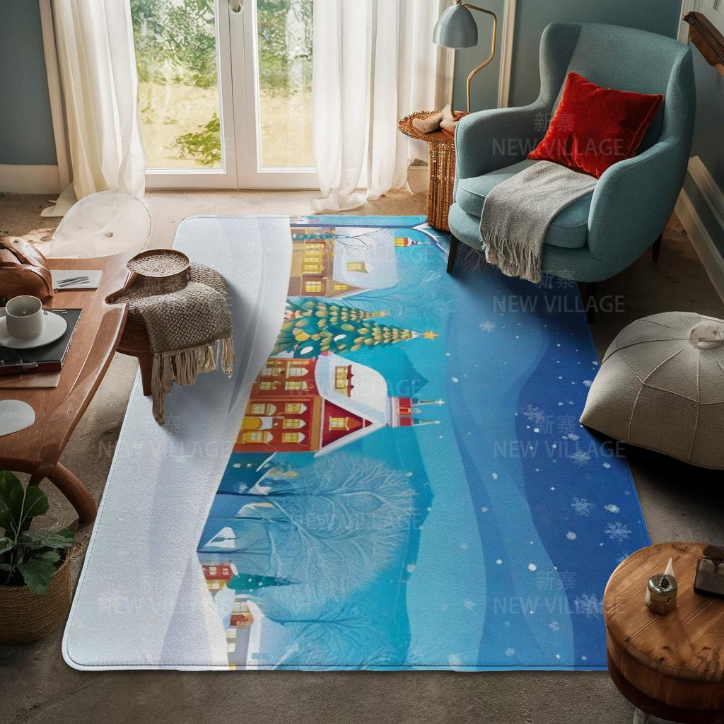 House Entrance Carpet Home Door Mat Living Room Bath Foot Bathroom Non-slip Water Absorption Rugs Bath Merry Christmas Winter