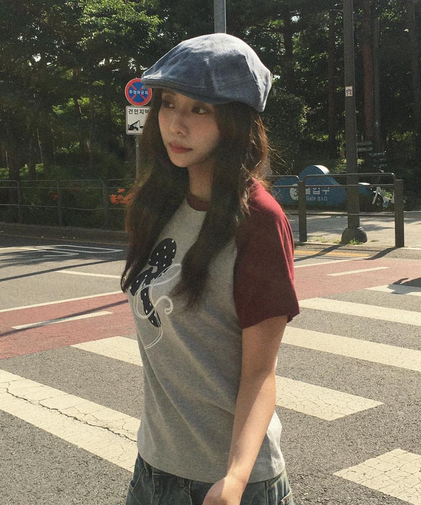 Loginaenloji Rnr Dot Point Ragian T-Shirt Gray-Wine