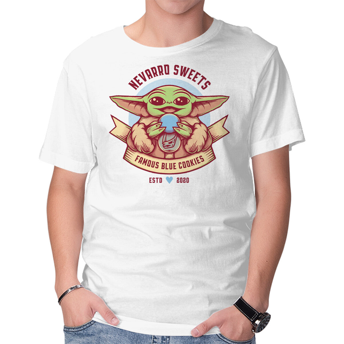 Unisex Crew Neck T-Shirt Blue Cookies Lover Graphic Short Sleeve Casual Tee XXL