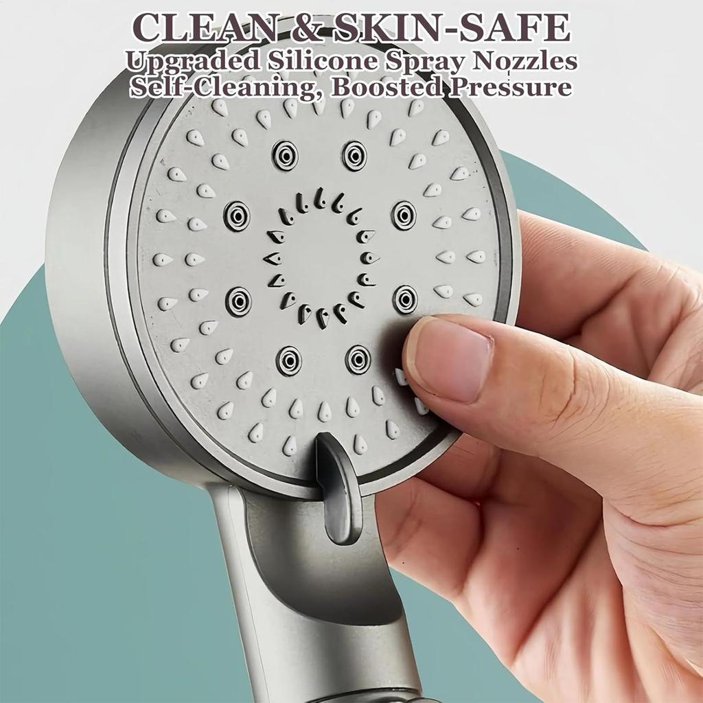 Handheld Shower Head Filter  High Pressure Shower Head Handheld Turbo Fan Shower With 5Pcs Filter Cotton Shower Head Kit