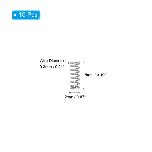 PATIKIL Compression Springs, 0.3x2x5mm, 304 Stainless Steel, Mechanical Extension Springs for Tools, DIY Projects, and Repairs, 10 Pieces