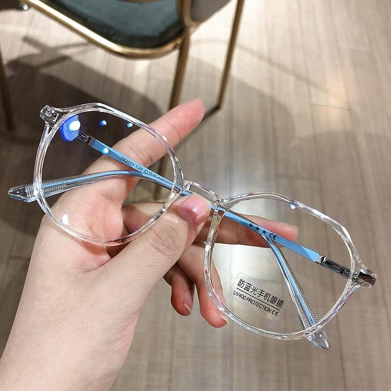 10pcs Korean Version of Fashionable Polygonal Anti Blue Light Glasses with Large Frame and Unisex Flat Lens
