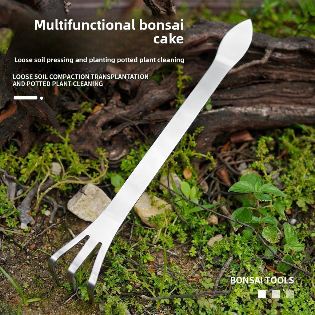Stainless Steel Garden Tool – 3-Prong Rake for Bonsai Roots