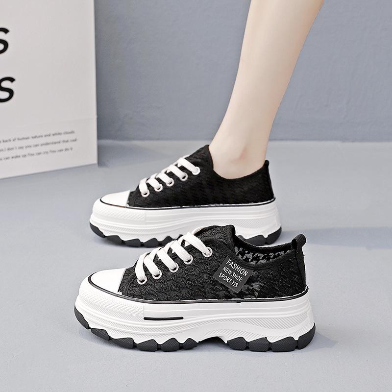 Thick-soled Platform Canvas Shoes for Women Summer Breathable All-match Casual Sneakers