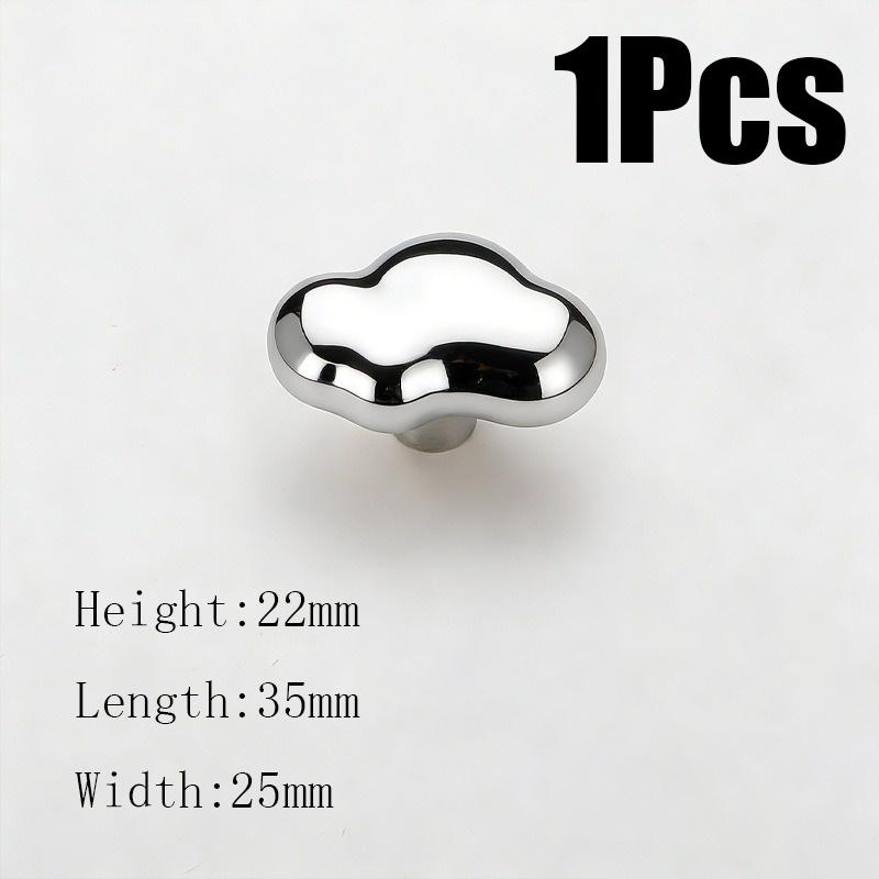 Creative Furniture Silver Shiny Wardrobe Door Pulls Solid Brass Handles Shoe Cabinet Kitchen Drawer Irregular Pebble Small Knobs