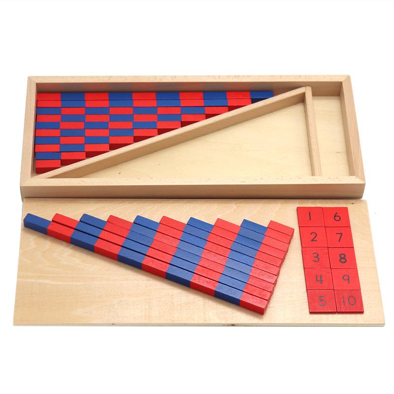 Montessori Math Teaching Aids: Small Wooden Red & Blue Number Rods for Number Concept Cognition and Education