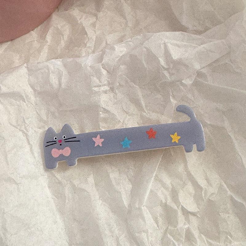 1PC Hairpin Gifts for Cat Lovers Cartoon Animal Theme Head Accessory Hair Clip Casual Cat Pattern Funny Multi-Color