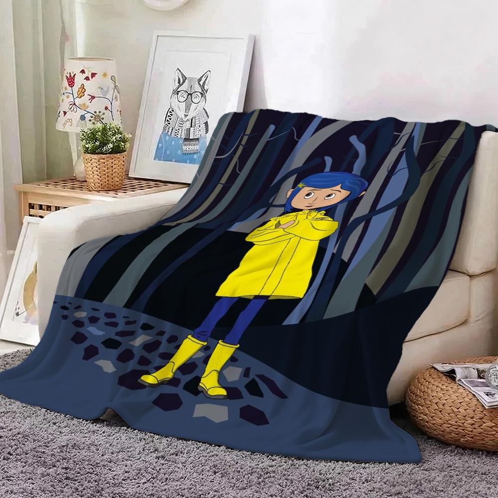 Mysterious Stop Motion Fantasy World Coraline Flannel Printed Blanket Thick Soft Fleece Blanket For Camping Travel Home Decor Holiday Gift
