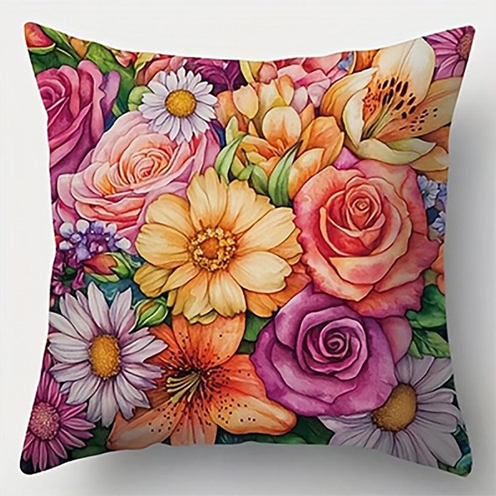1/4pcs Floral Patterned Pillowcases for Cozy Decor Sofa Cushion Cover Home Bedroom Room Decoration