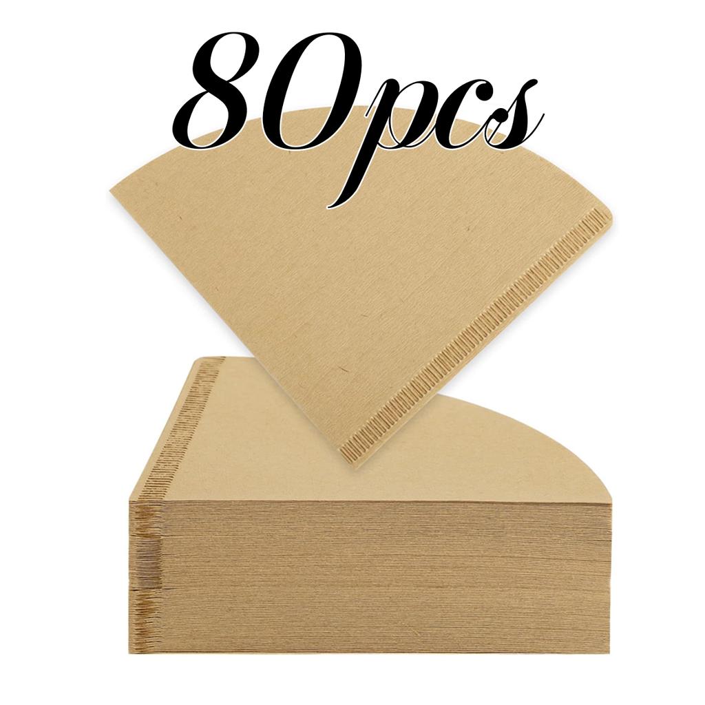 80pcs Coffee Filter V-Cup Filter Espresso Machine Moka Pot Filters Cup Cone-Shape Natural Paper for Pour Over Drip Coffee Make