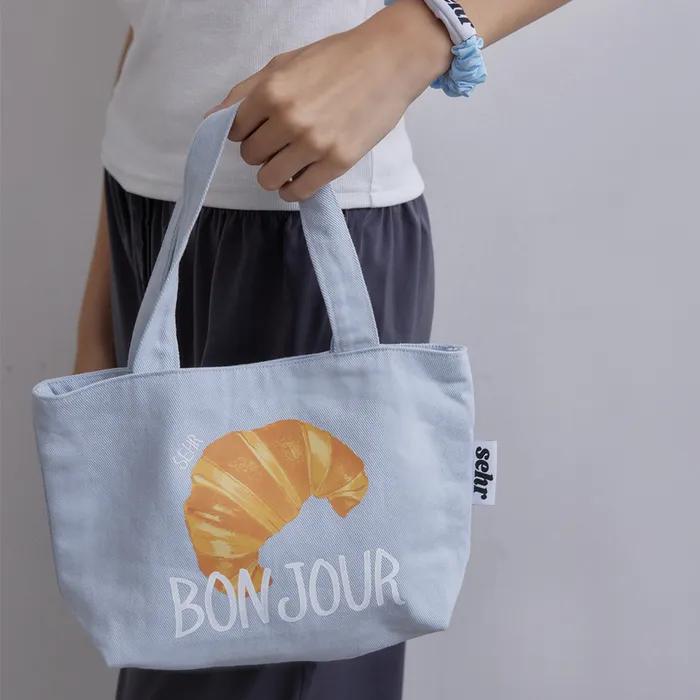 Croissant Cotton Boat Bag (Light Blue)