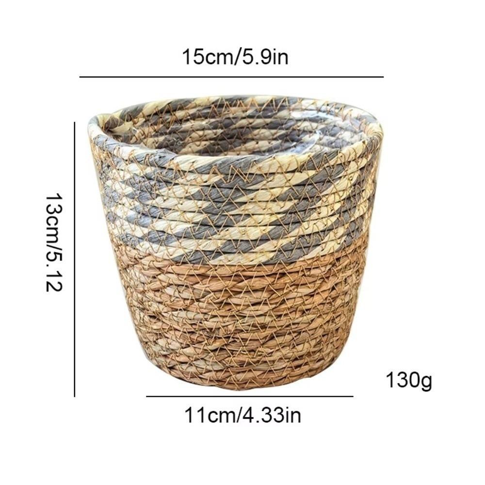 Vintage Rattan Straw Woven Straw Plant Basket Handmade Woven Plant Containers Decorative Planter Basket Storage Basket