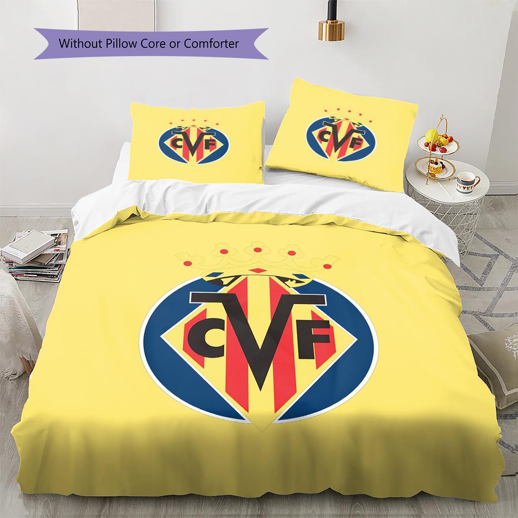 Villarreal CF Pattern Bedding Home Decoration Birthday Gift (1 * duvet cover + 2 * pillowcase, without core)
