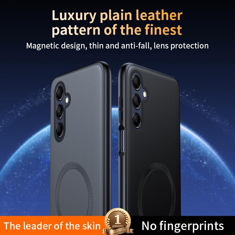 For Samsung S24 FE Case Magnetic Leather Shield Cover For Samsung S24 FE Anti-Fingerprint Non-Slip PC+TPU