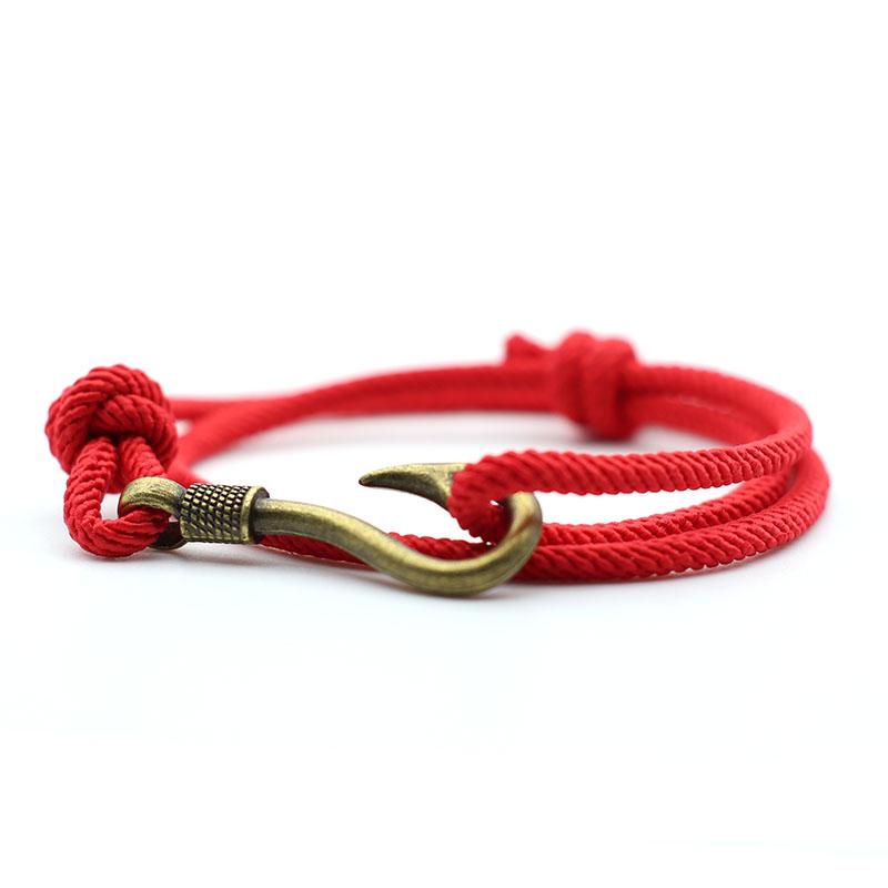 Stylish Fishhook Bracelet For Men Bilayer Sliding Adjustable Grade A 3mm Thin String Braslet Beach Navigation Surfing Braclet