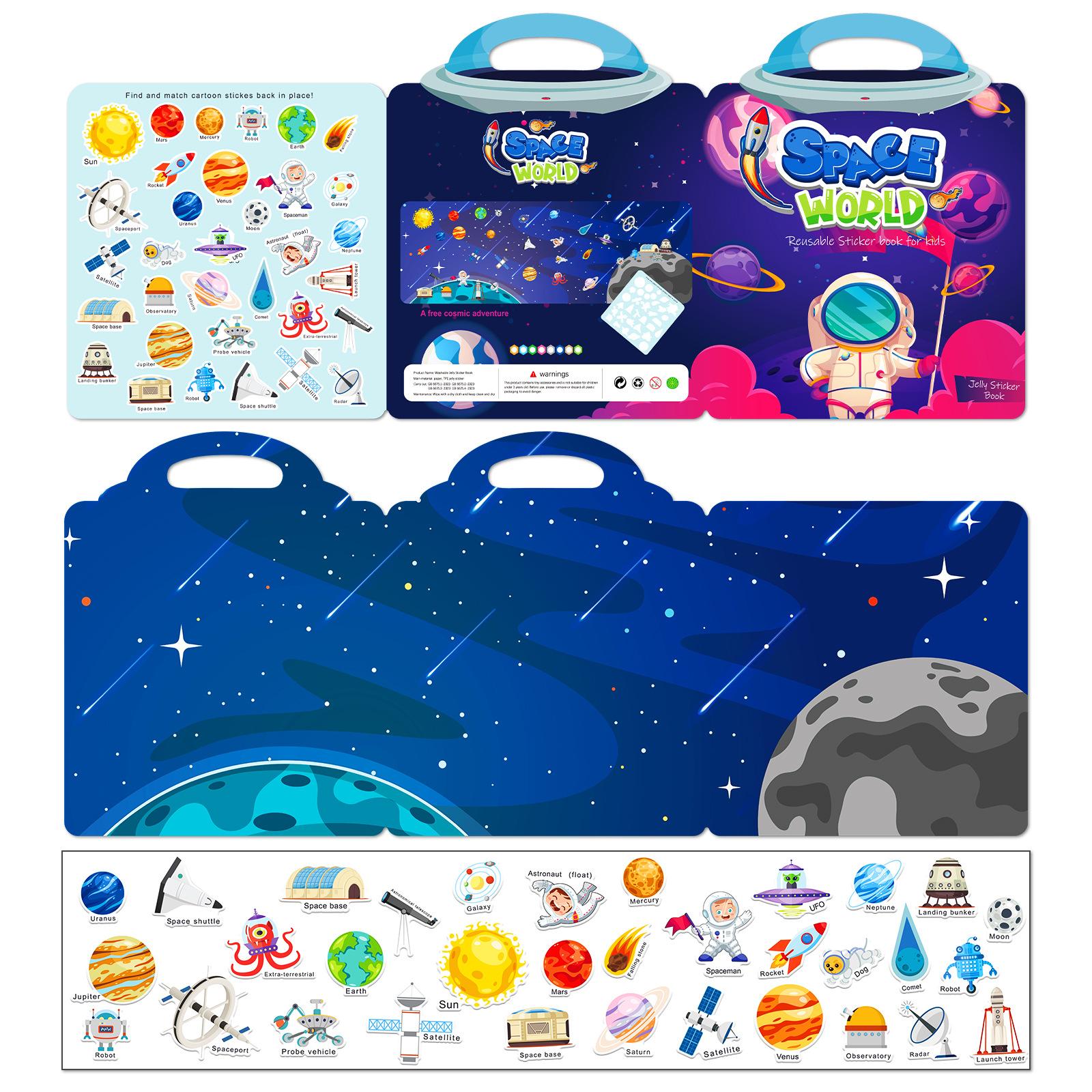 

DIY детская вселенная планета желе тихая книга раннее образование интерес обучение образовательная авиация желе наклейка книга