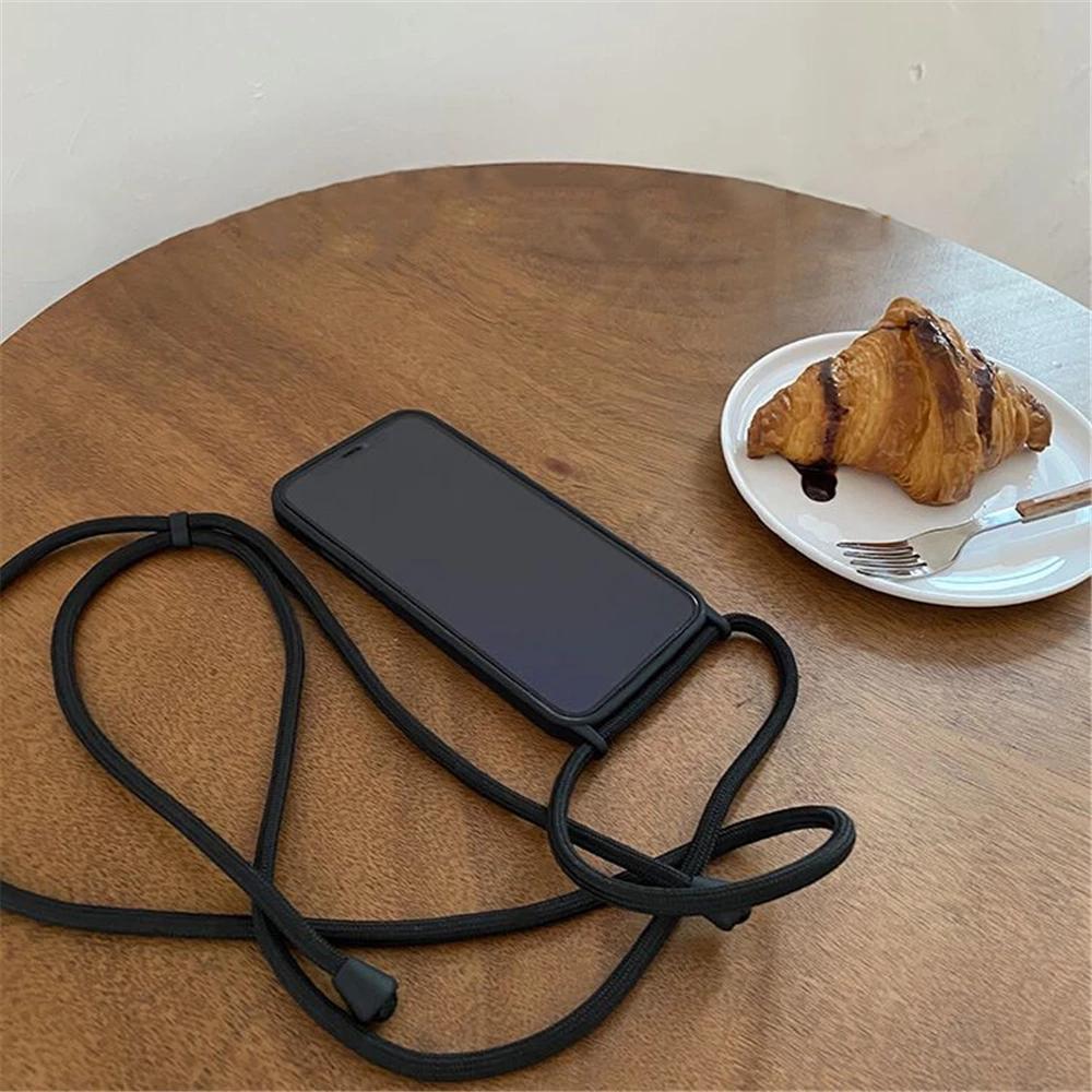 Cordon Tour de Cou Cordon Silicone Liquide Coque Pour iPhone 13 16 12 Mini 14 15 Pro Max X XS XR 7 8 Plus SE Sangle Collier Housse Souple