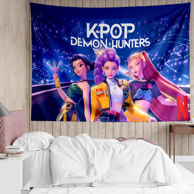 Kpop Hunter5 Tapestry for Bedroom Aesthetic Classroom Tapestries Wall Hanging for Living Room Dorm Office,Ideal Creative Gift
