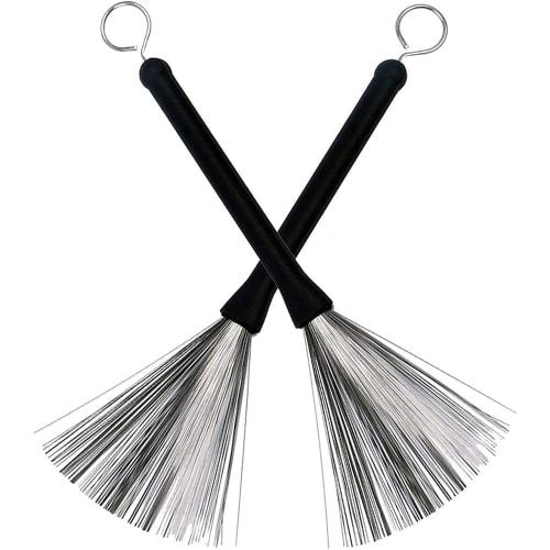 MNWMNW Drum Brushes, Wire Brushes, Drum Stick Brushes, Retractable Nylon Drum Brushes for Music Lovers, Students, and Adults (2-Pack)