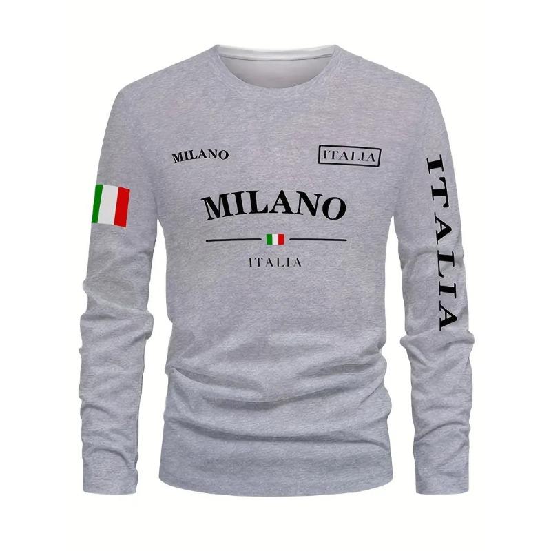 New men's long-sleeved T-shirt for Spring and Autumn 2025 featuring street fashion and comfort with 3D letter pattern printing