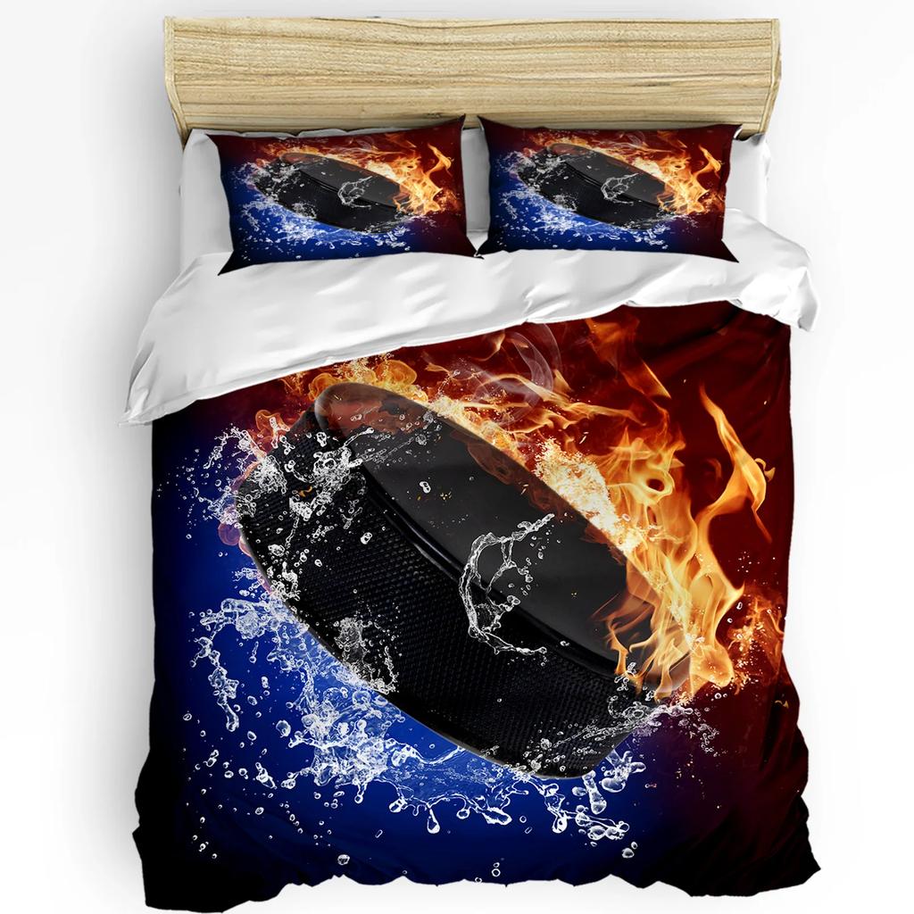 Hockey Bedding Collection For Bedroom Bed Home Hockey Player Makes A Strong S On Goal Rival Il Duvet Cover Quilt Cover Pillowcase