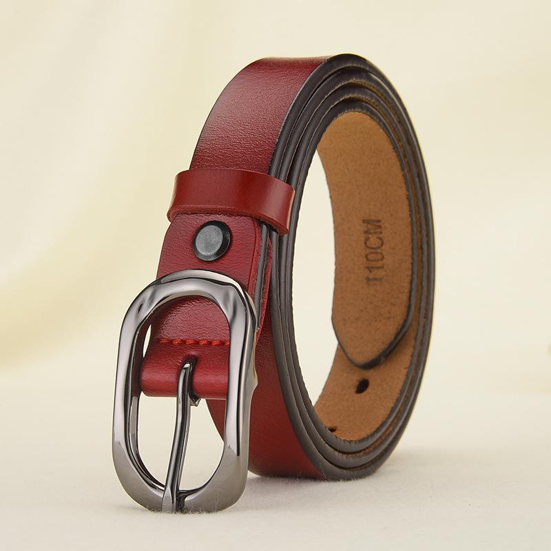 Ladies Cowhide Belt Alloy Pin Buckle Leather Belt Sun Buckle Casual Thin Belt