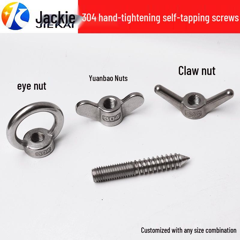 Stainless Steel 304 Eye Bolt, Self-Tapping Screw Eyelet, Butterfly Hand-Tight Self-Sheep Horn Nails