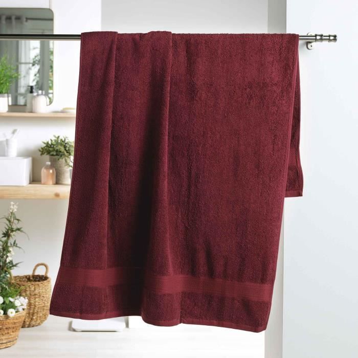 Drap de bain - DOUCEUR D'INTERIEUR - 90 x 150 cm - Rouge - Synthétique - Contemporain