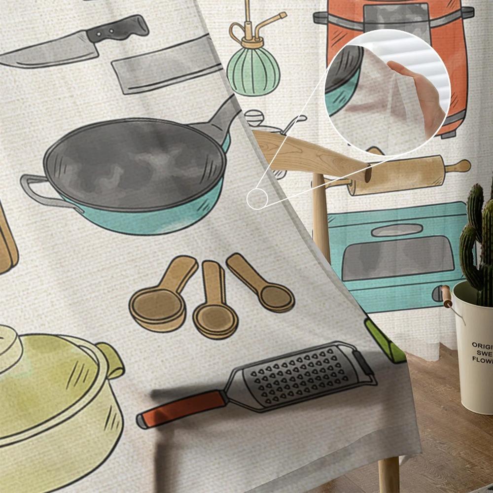 Kitchen Cooking Tools Sheer Drapes for Bedroom Living Room Decoration Window Curtain for Kitchen Curtain Panels
