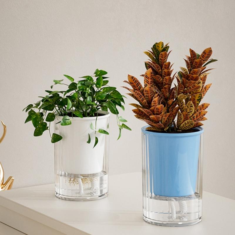 Selbstbewässernder Blumentopf Stilvoller Dekorativer Pflanztopf Selbstbewässernder Blumenkasten Für Zimmerpflanzen Einfache Pflege