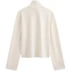 Calvin Klein Premium Ready-To-Wear Business Casual Solid Half-Zip Pullover Sweatshirt Women Sweatshirt Milk-White 40WL213