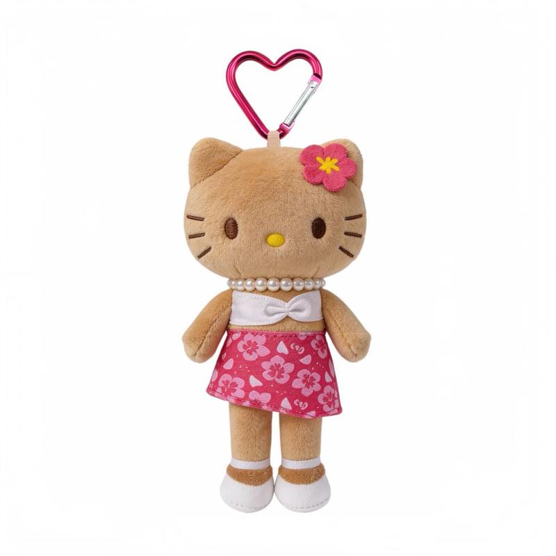 Sanrio Don Quixote Limited HELLO KITTY Keychain Plush Pendant Small Size High Black leather floral skirt kt