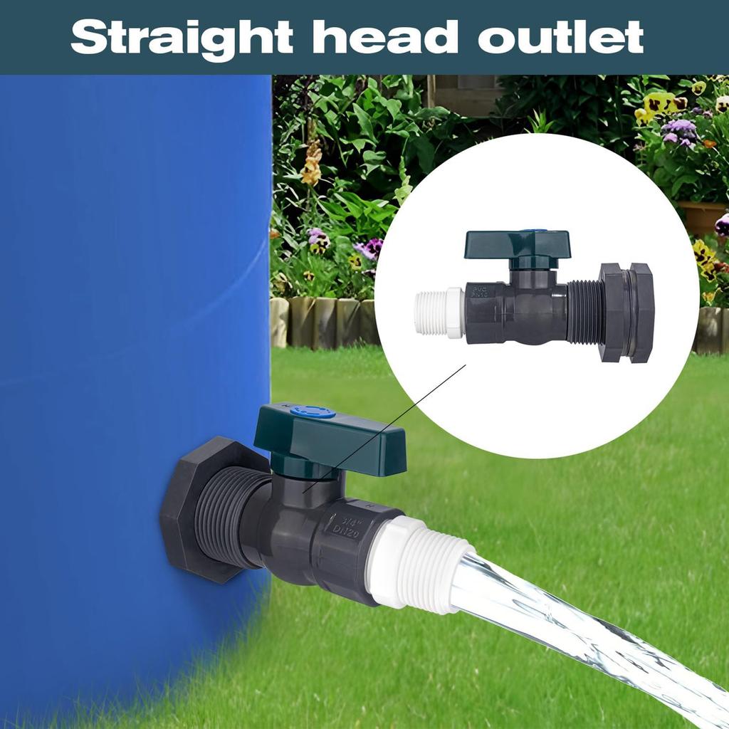 Rain Barrel Spigot Kit With 3/4 Inch PVC Ball Valves Adapters For Water Tank Garden Irrigation Accessories