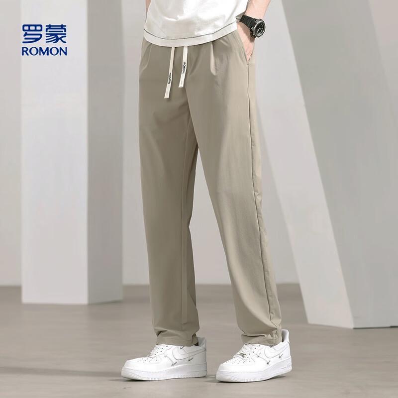 Romon Men's Ice Silk Straight Fit Casual Pants