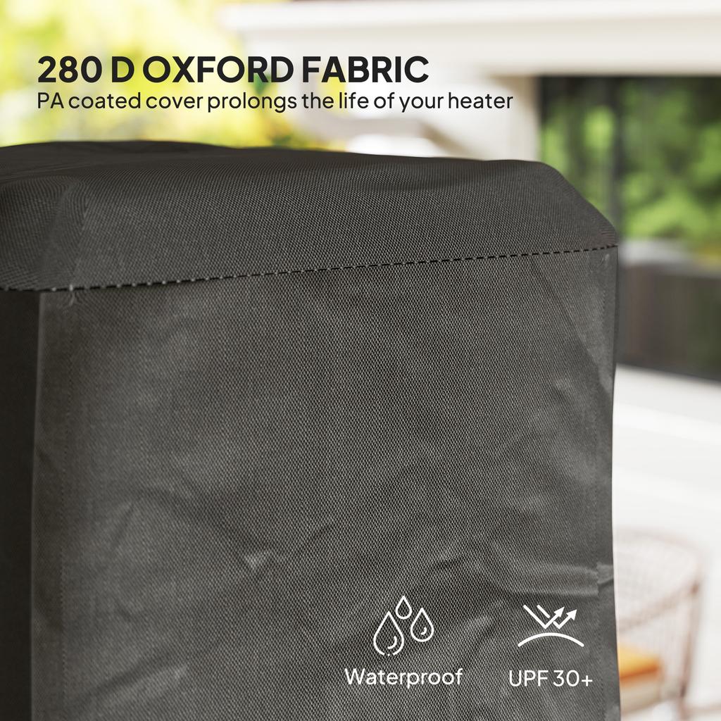 Heavy Duty Gas Pyramid Patio Heater Cover, Full Length Outdoor Heater Cover Protector, UPF 30+ Oxford Fabric with Zipper, Black