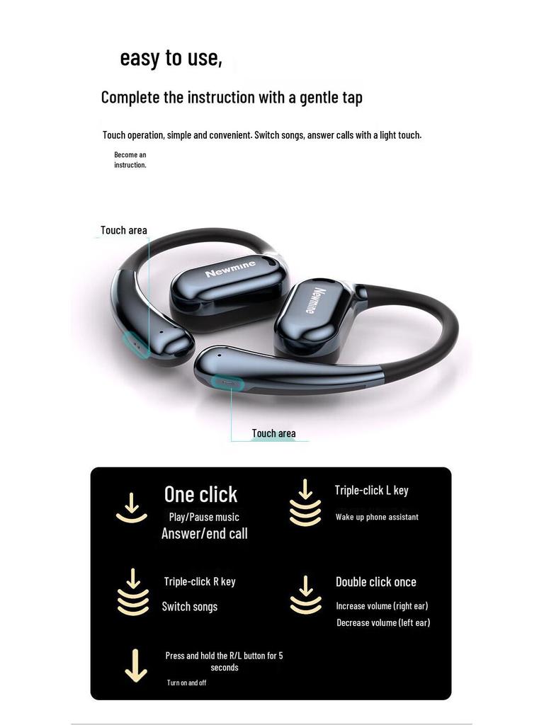 Newman S1 Pro Open-Ear Sport Noise-Cancelling Waterproof Bluetooth Earphones with Long Battery Life