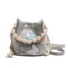 2025 New Chinese Style Butterfly Shoulder Bag Fashion Splicing Beaded Handbag Women's Versatile Messenger Bucket Bag