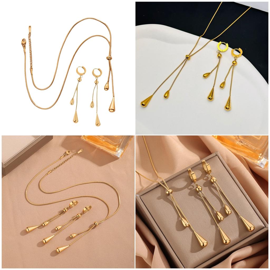 3 Pieces Tassels Necklace and Earrings Jewelry Set Elegant Designs for Women With Sturdy Steel Materials Daily Use