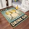 Retro Style Rug with "Save Water Drink Gin" Print, Gin Glass Design Suitable for Use As an Anti-slip for Living Room Bedroom Sofas