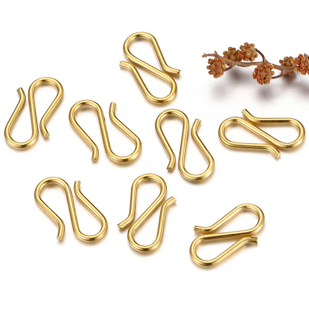 20pcs Stainless Steel S Shape Clasps Gold Color DIY Necklace S Hooks Bracelets Connectors Jewelry Making Finding Wholesale