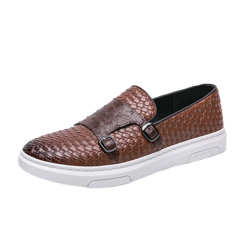 Men's Shoes New Men's Board Shoes Leather Cover Loafers Foreign Trade One-pedal British Large-size Casual Leather Shoes