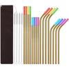1 set- stainless steel straw set silicone mouth portable metal straw brush set of 16 pieces (4 straw brushes +16 straws +16 sili