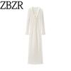 Zbzr Spring New Women Clothes Western Style French Style Fashion Temperament Slimming V-neck Lace-up Long Sleeve Dress