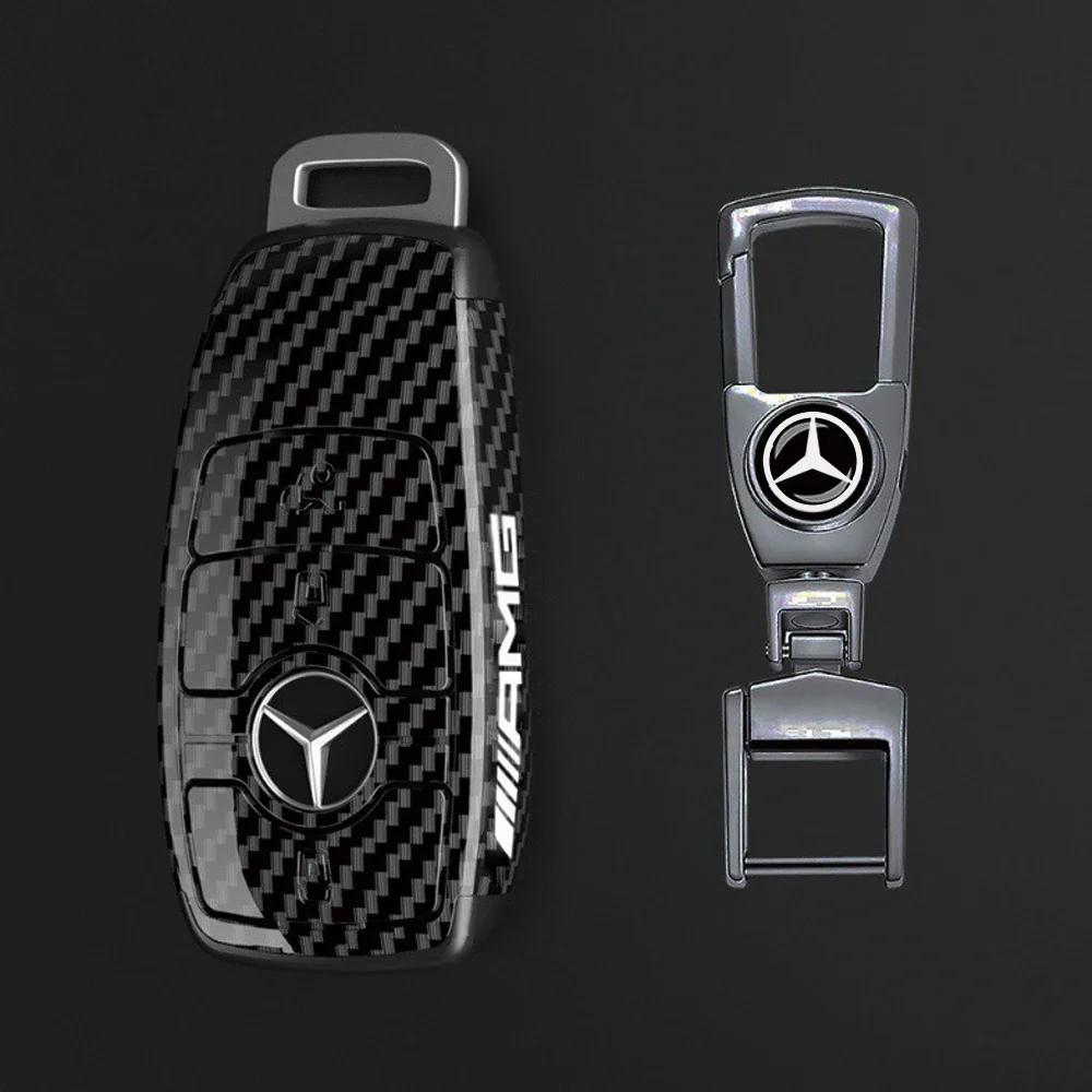 ABS Carbon Fiber Car Key Rings For Mercedes Benz AMG A B C E S Class GLC CLA W177 W204 W205 W212 W176 Car Key Case Cover